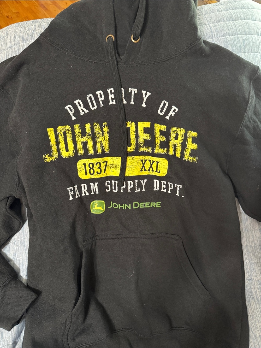 John Deere Black Hoodie with Yellow and Green Logo